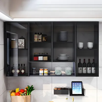 Traditional Metal Floating Mount Display Cabinet for Kitchen Image - 29