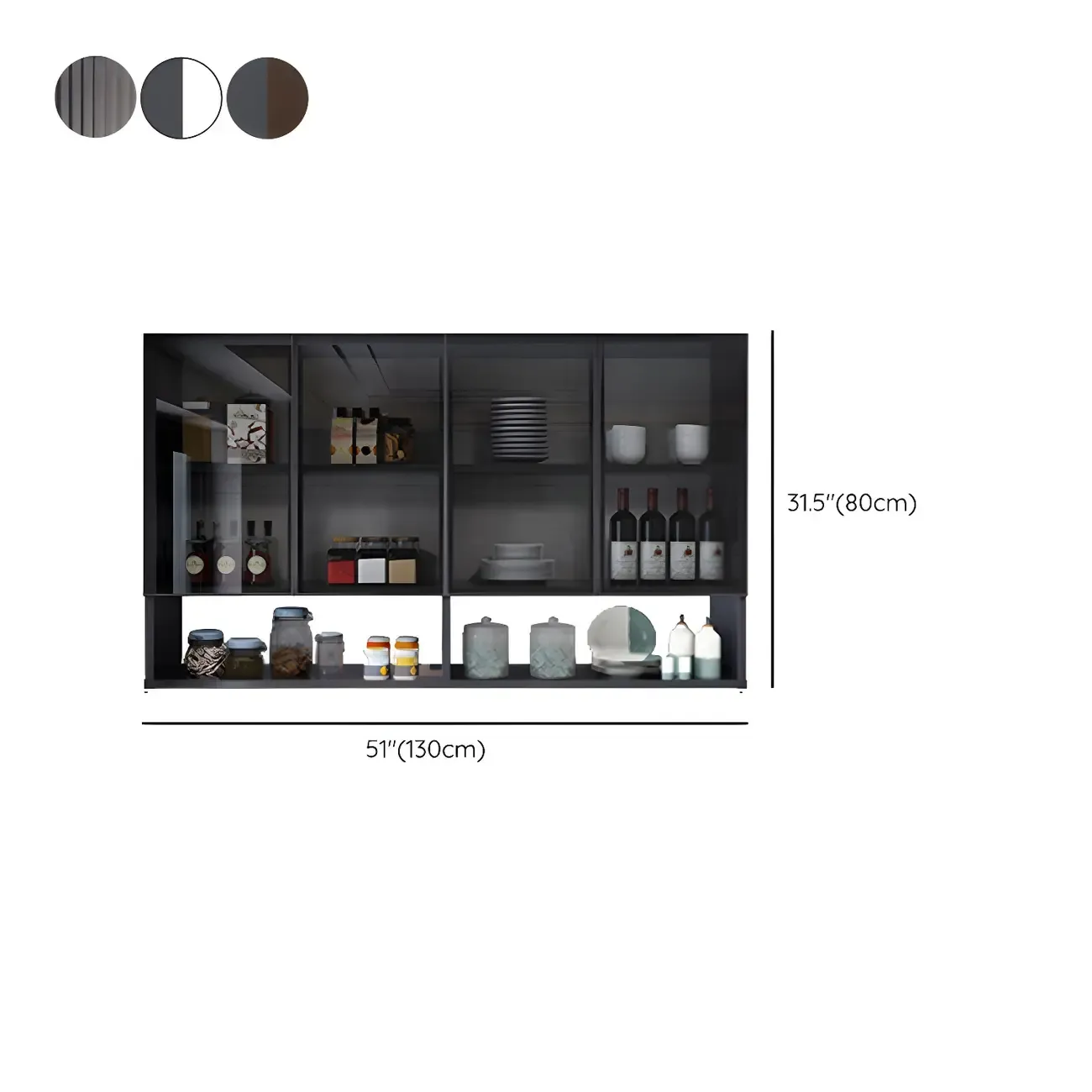 Traditional Metal Floating Mount Display Cabinet for Kitchen Image - 45