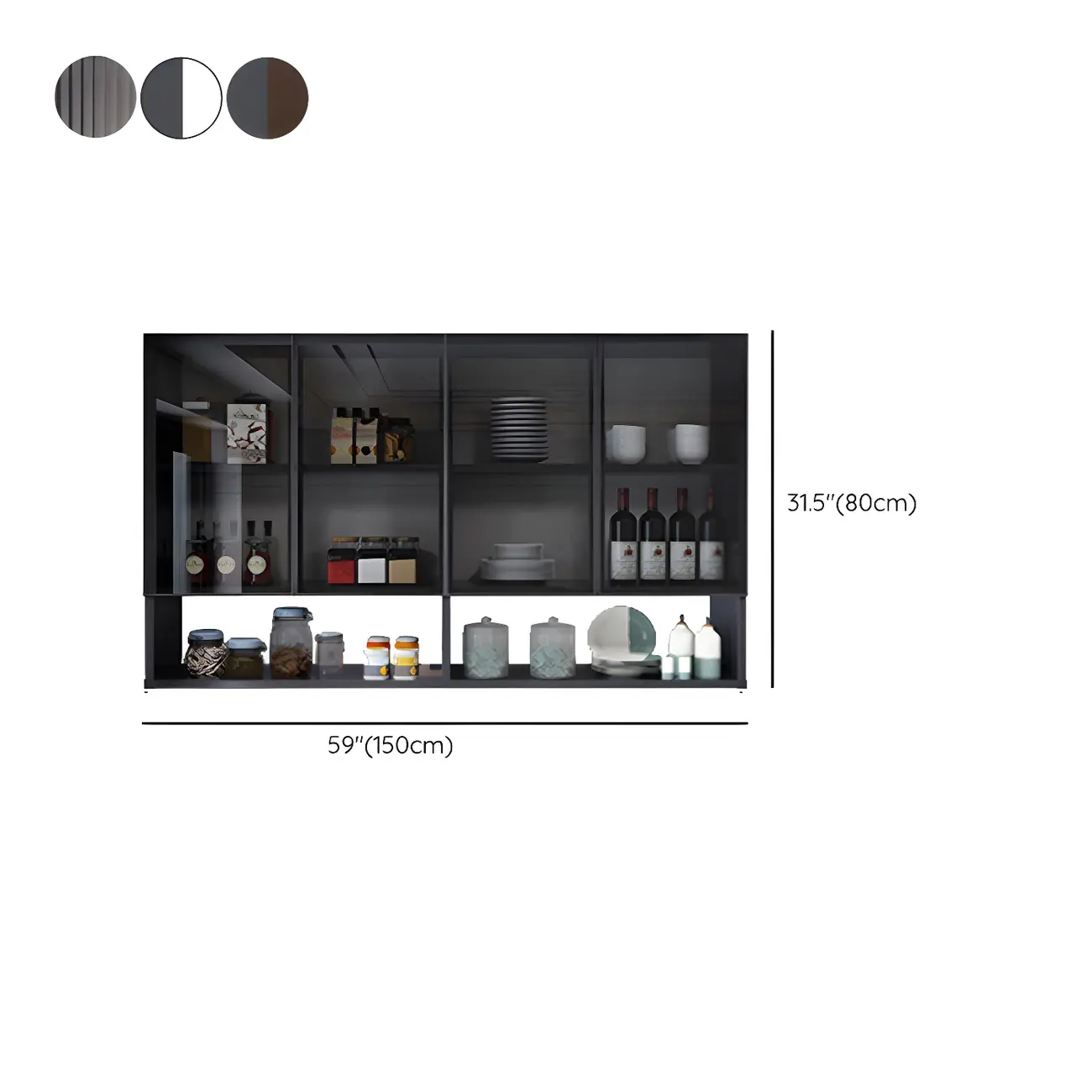 Traditional Metal Floating Mount Display Cabinet for Kitchen Image - 49 | homeyfad