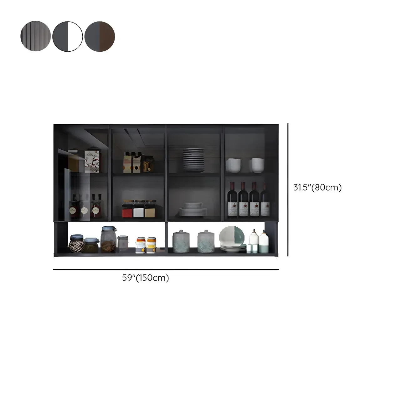 Traditional Metal Floating Mount Display Cabinet for Kitchen Image - 49