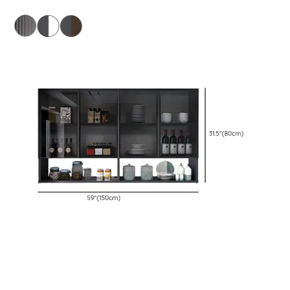 Traditional Metal Floating Mount Display Cabinet for Kitchen Image - 49