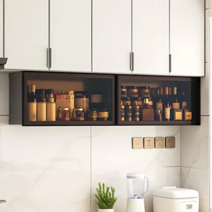 Modern Metal Floating Mounted Display Cabinet for Kitchen Image - 3