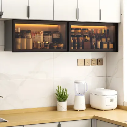 Modern Metal Floating Mounted Display Cabinet for Kitchen Image - 4