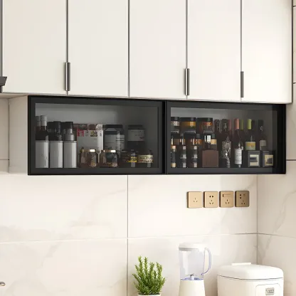 Modern Metal Floating Mounted Display Cabinet for Kitchen Image - 5