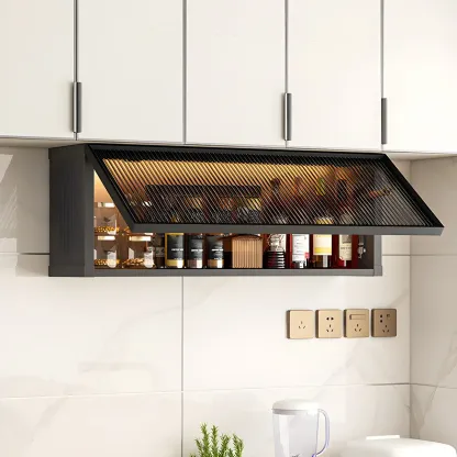 Modern Metal Floating Mounted Display Cabinet for Kitchen Image - 6