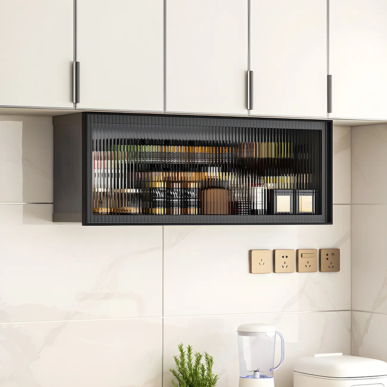 Modern Metal Floating Mounted Display Cabinet for Kitchen Image - 7 | homeyfad