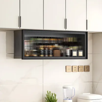 Modern Metal Floating Mounted Display Cabinet for Kitchen Image - 7