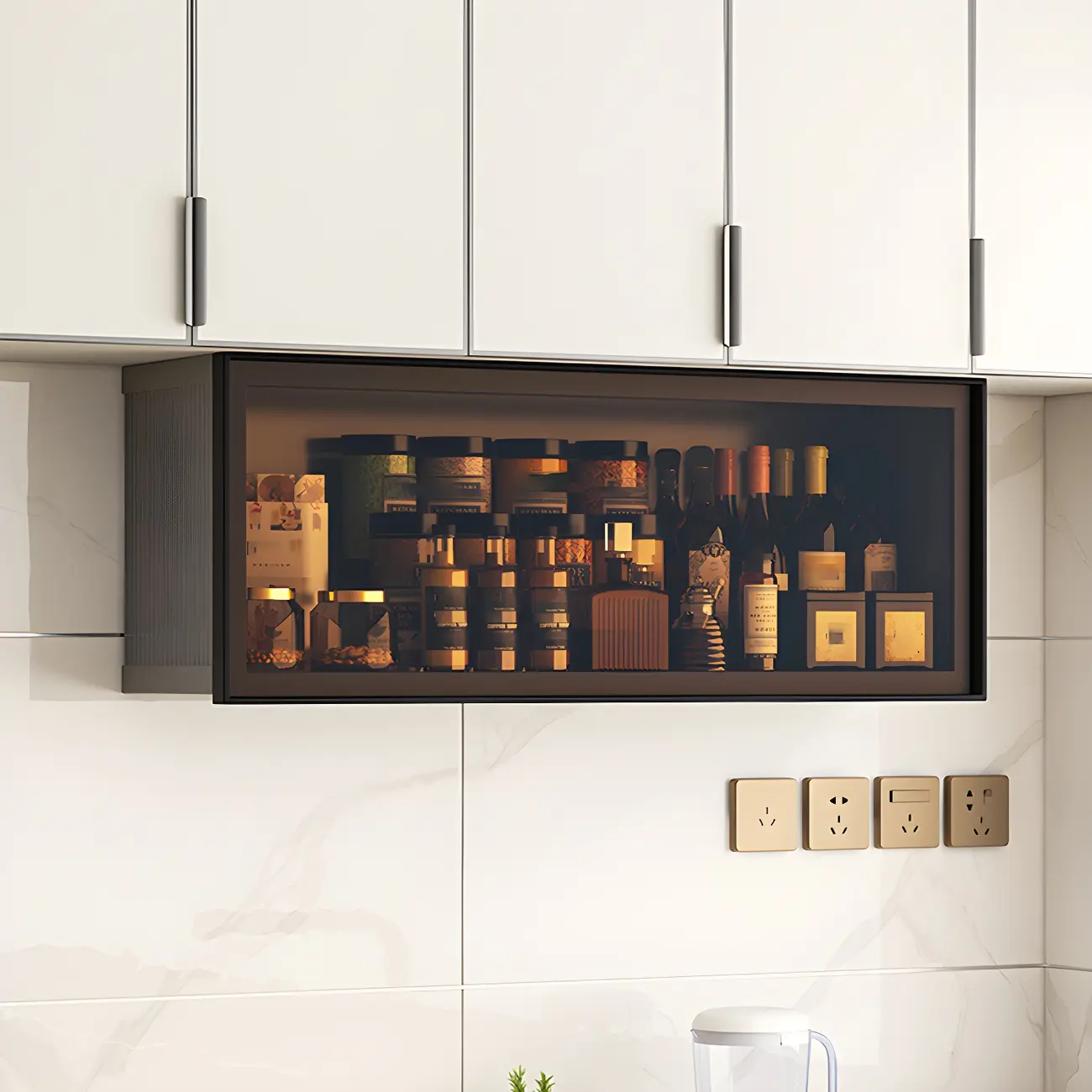 Modern Metal Floating Mounted Display Cabinet for Kitchen Image - 8 | homeyfad