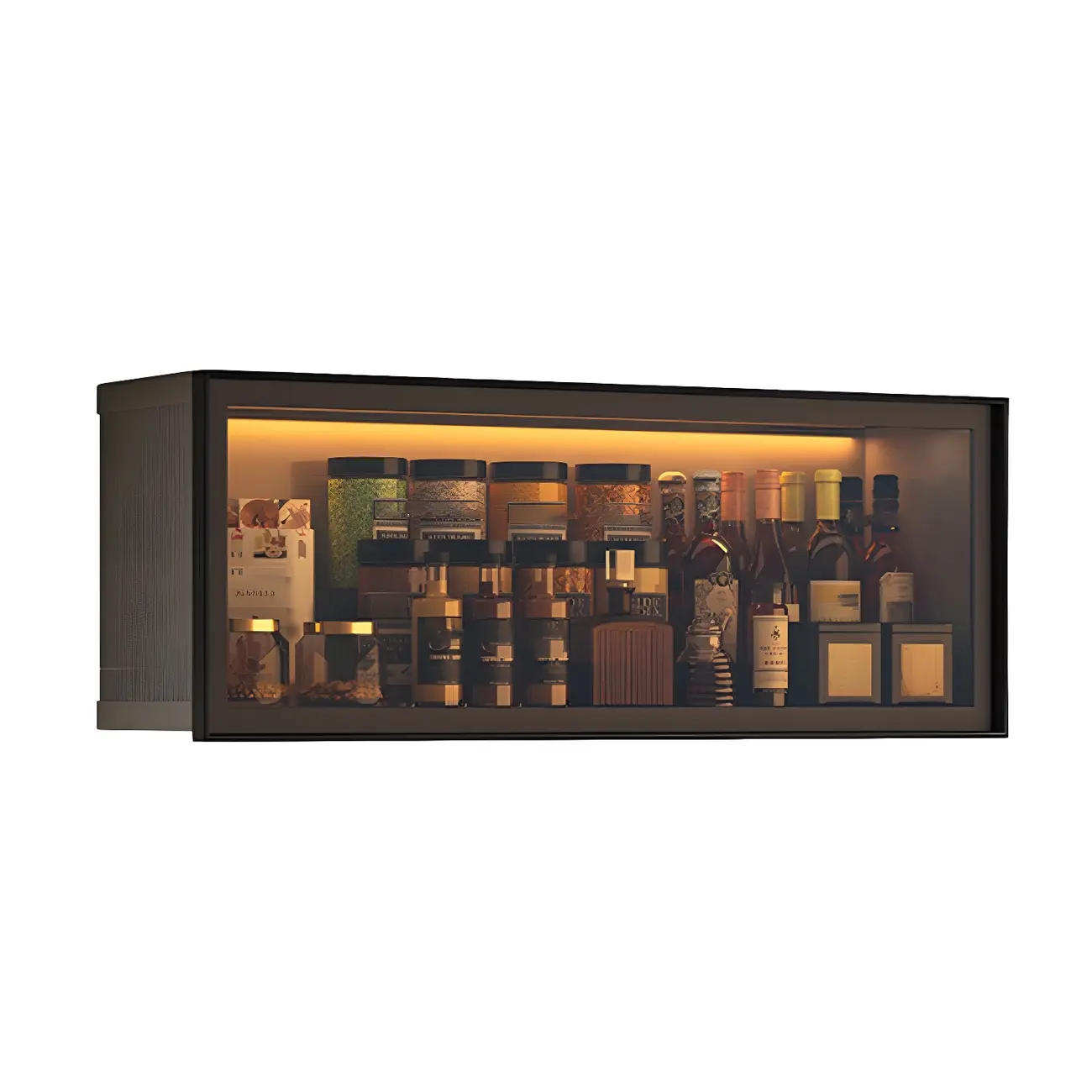 Modern Metal Floating Mounted Display Cabinet for Kitchen Image - 9 | homeyfad