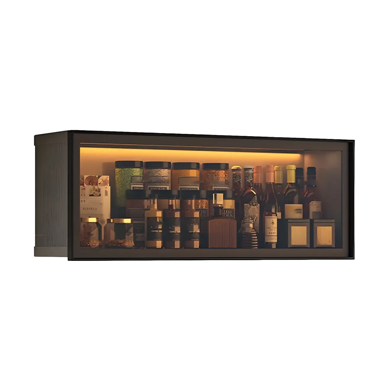 Modern Metal Floating Mounted Display Cabinet for Kitchen Image - 9