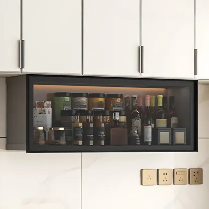 Modern Metal Floating Mounted Display Cabinet for Kitchen Image - 11