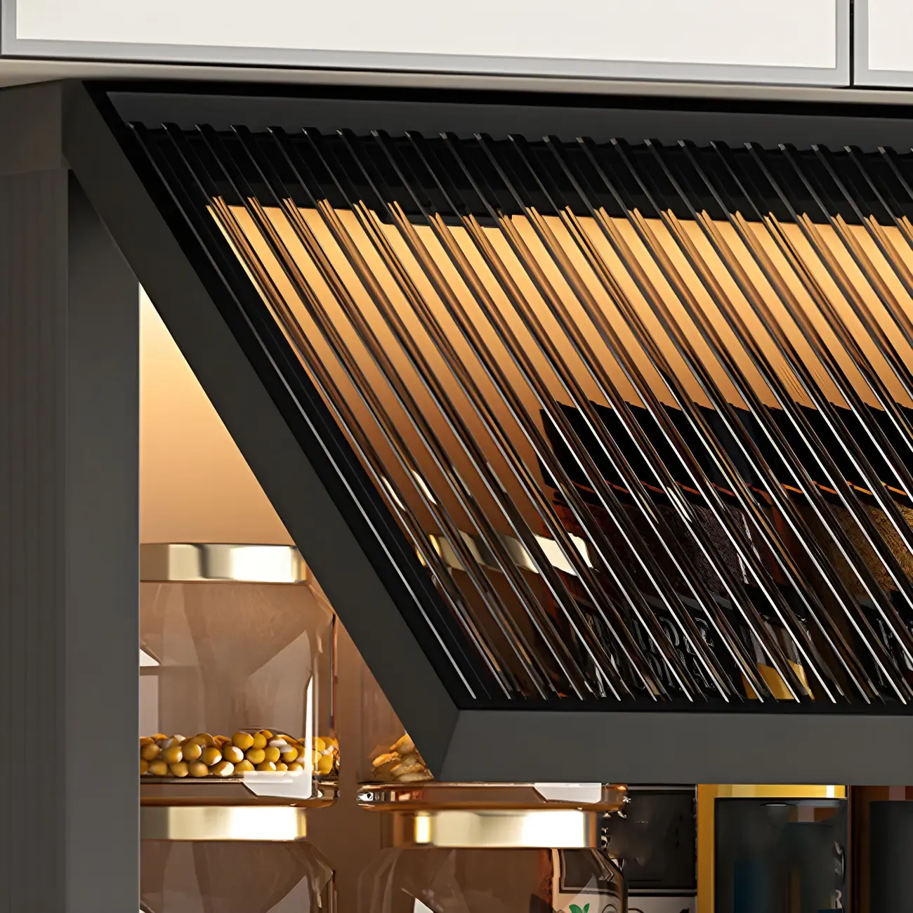 Modern Metal Floating Mounted Display Cabinet for Kitchen Image - 12