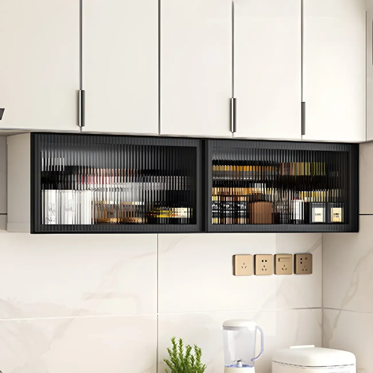 Modern Metal Floating Mounted Display Cabinet for Kitchen Image - 13
