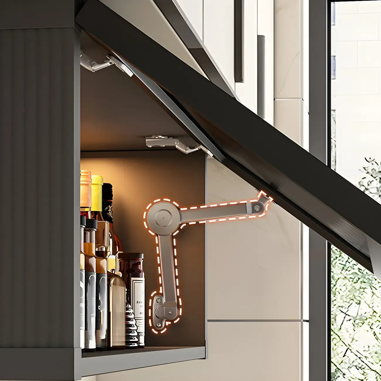 Modern Metal Floating Mounted Display Cabinet for Kitchen Image - 14
