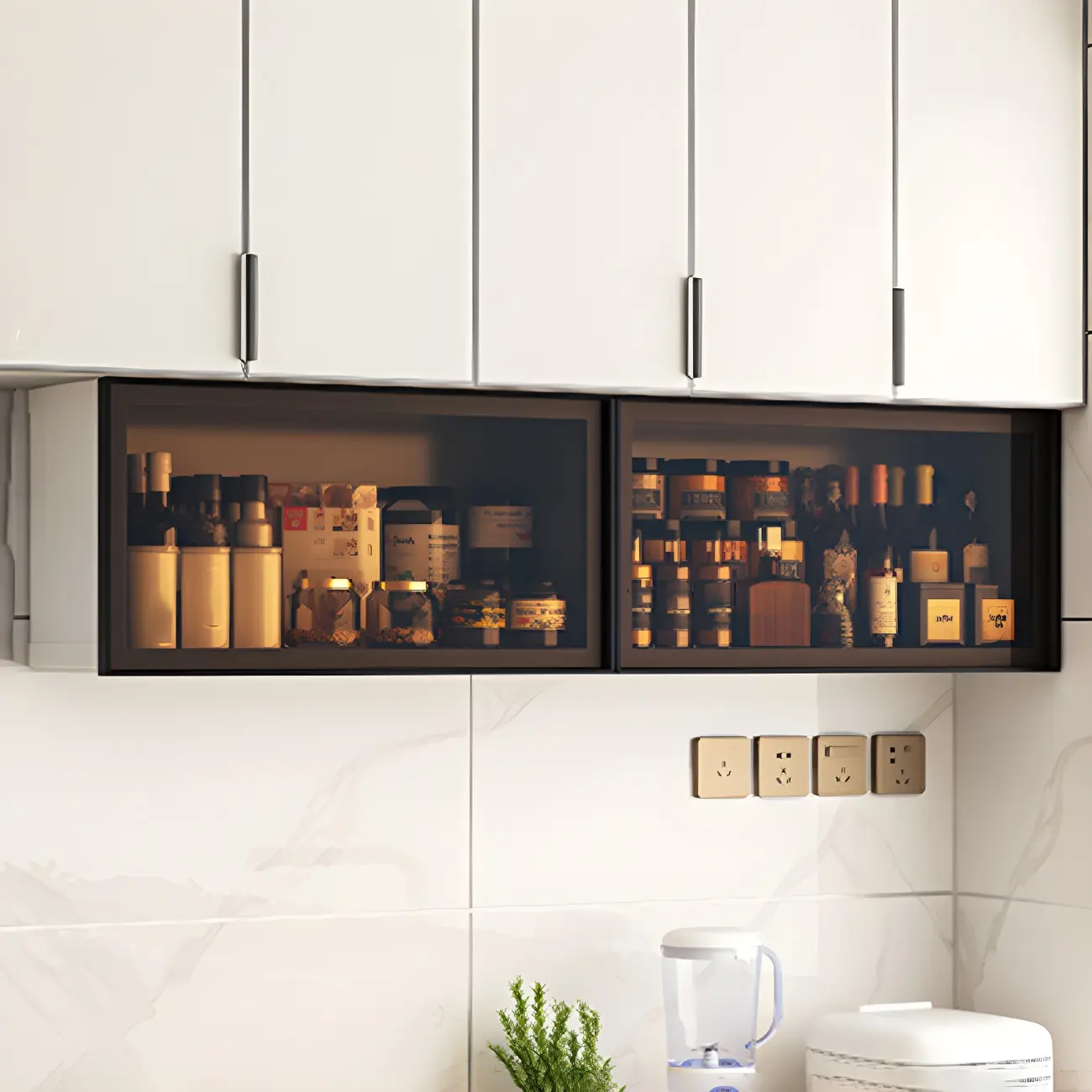 Modern Metal Floating Mounted Display Cabinet for Kitchen Image - 15 | homeyfad