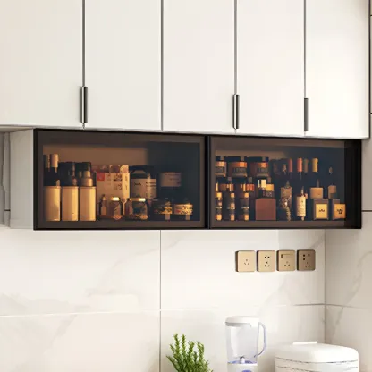 Modern Metal Floating Mounted Display Cabinet for Kitchen Image - 15