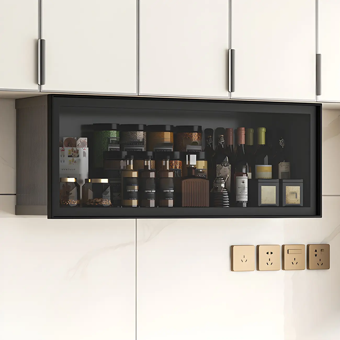 Modern Metal Floating Mounted Display Cabinet for Kitchen Image - 17 | homeyfad