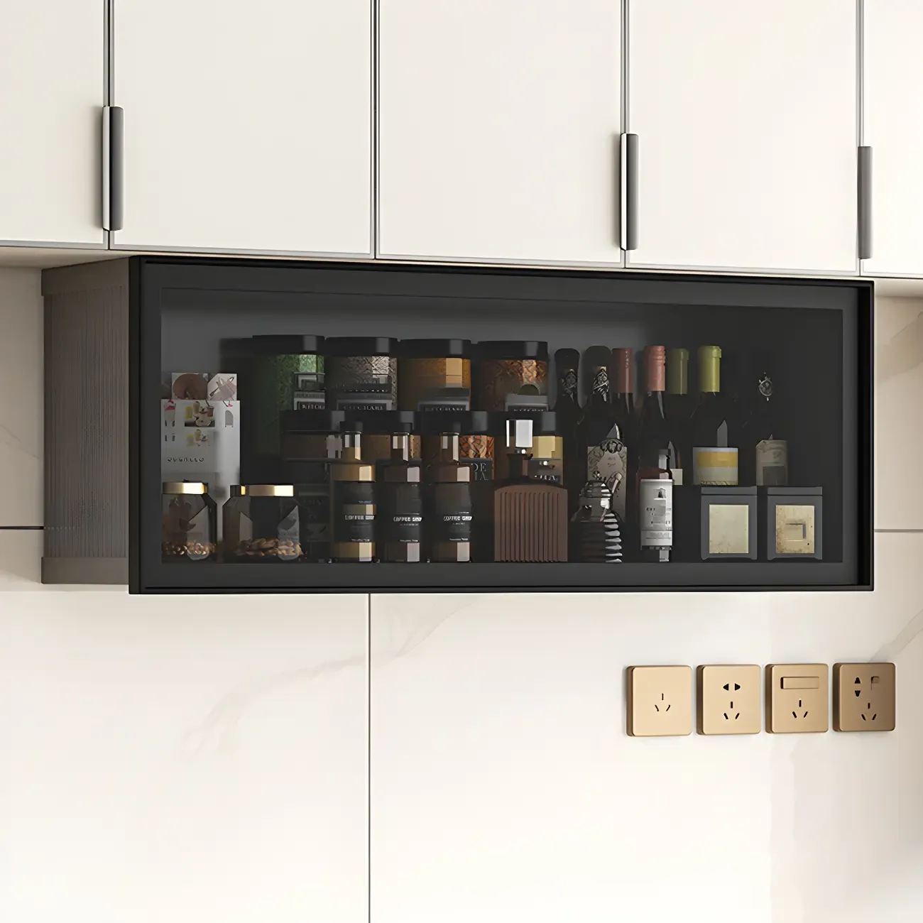 Modern Metal Floating Mounted Display Cabinet for Kitchen Image - 17