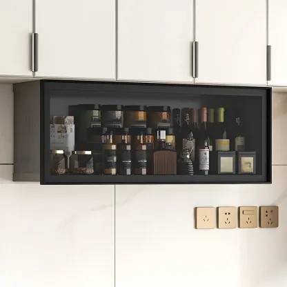 Modern Metal Floating Mounted Display Cabinet for Kitchen Image - 17