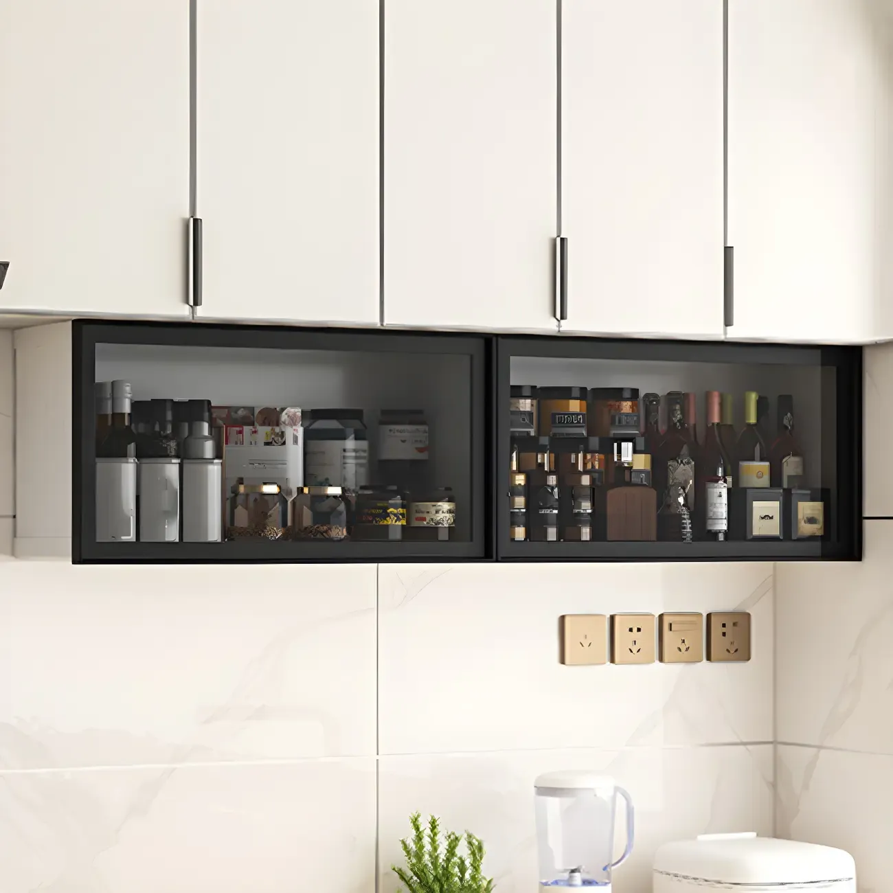 Modern Metal Floating Mounted Display Cabinet for Kitchen Image - 18