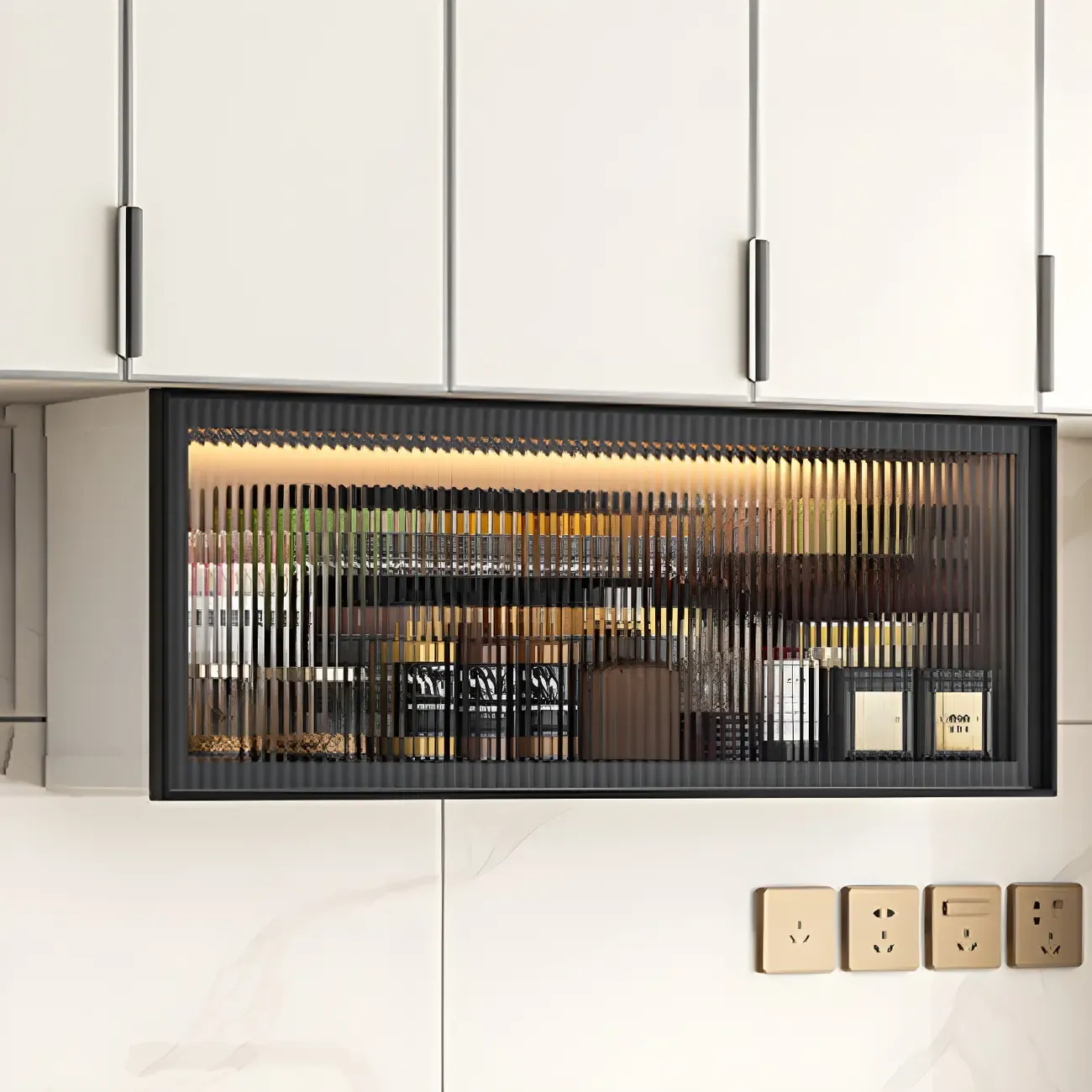 Modern Metal Floating Mounted Display Cabinet for Kitchen Image - 19