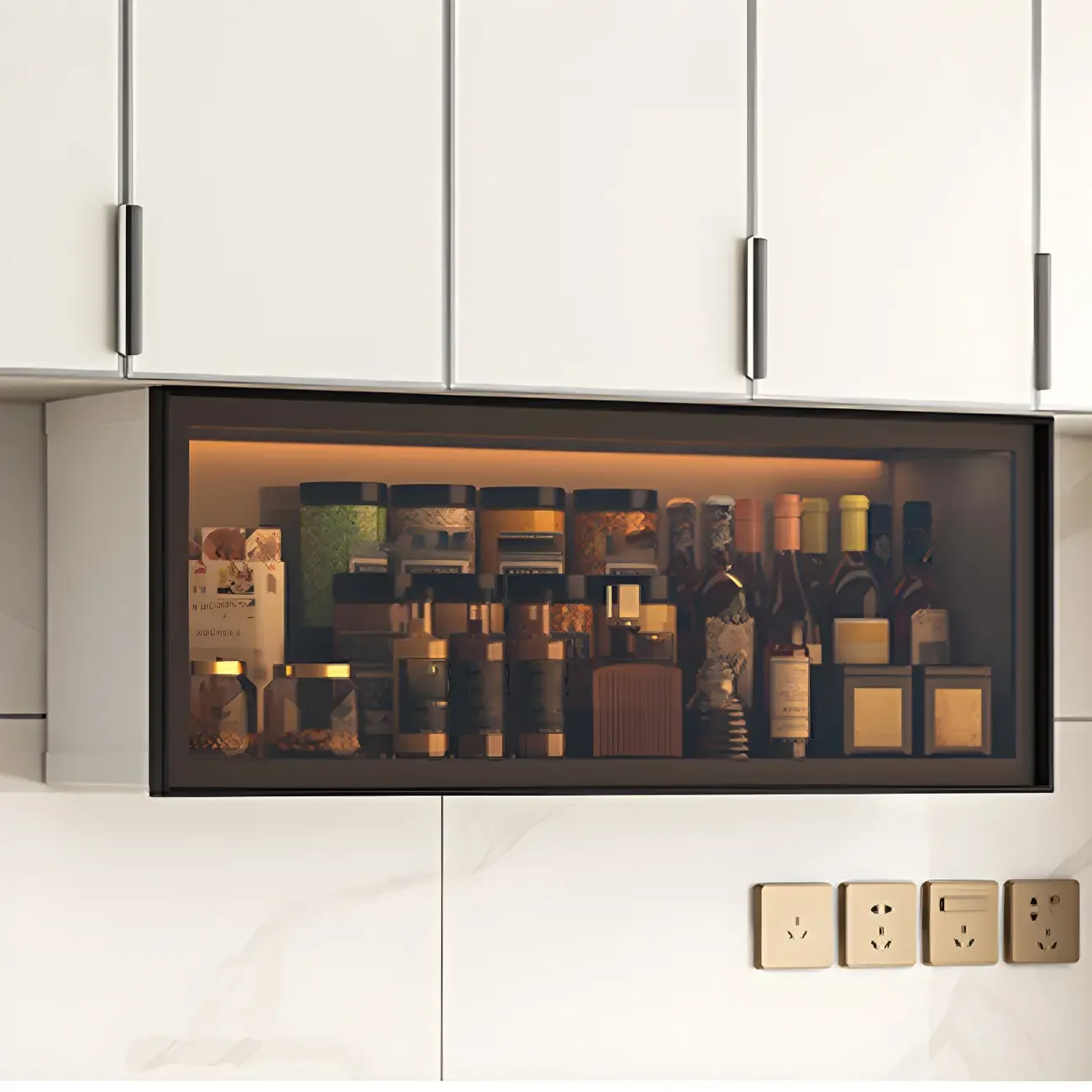 Modern Metal Floating Mounted Display Cabinet for Kitchen Image - 20