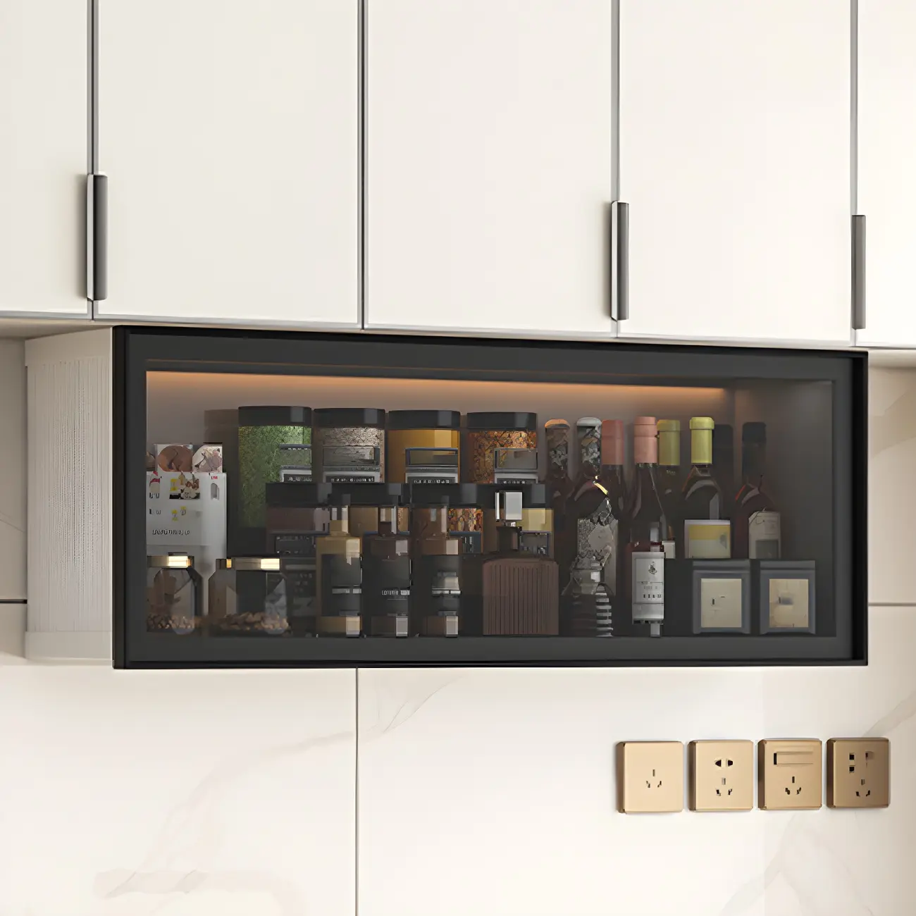 Modern Metal Floating Mounted Display Cabinet for Kitchen Image - 21 | homeyfad