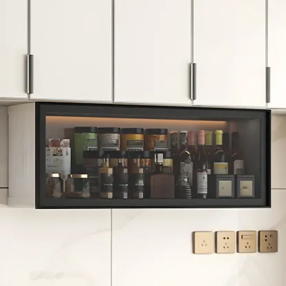 Modern Metal Floating Mounted Display Cabinet for Kitchen Image - 21