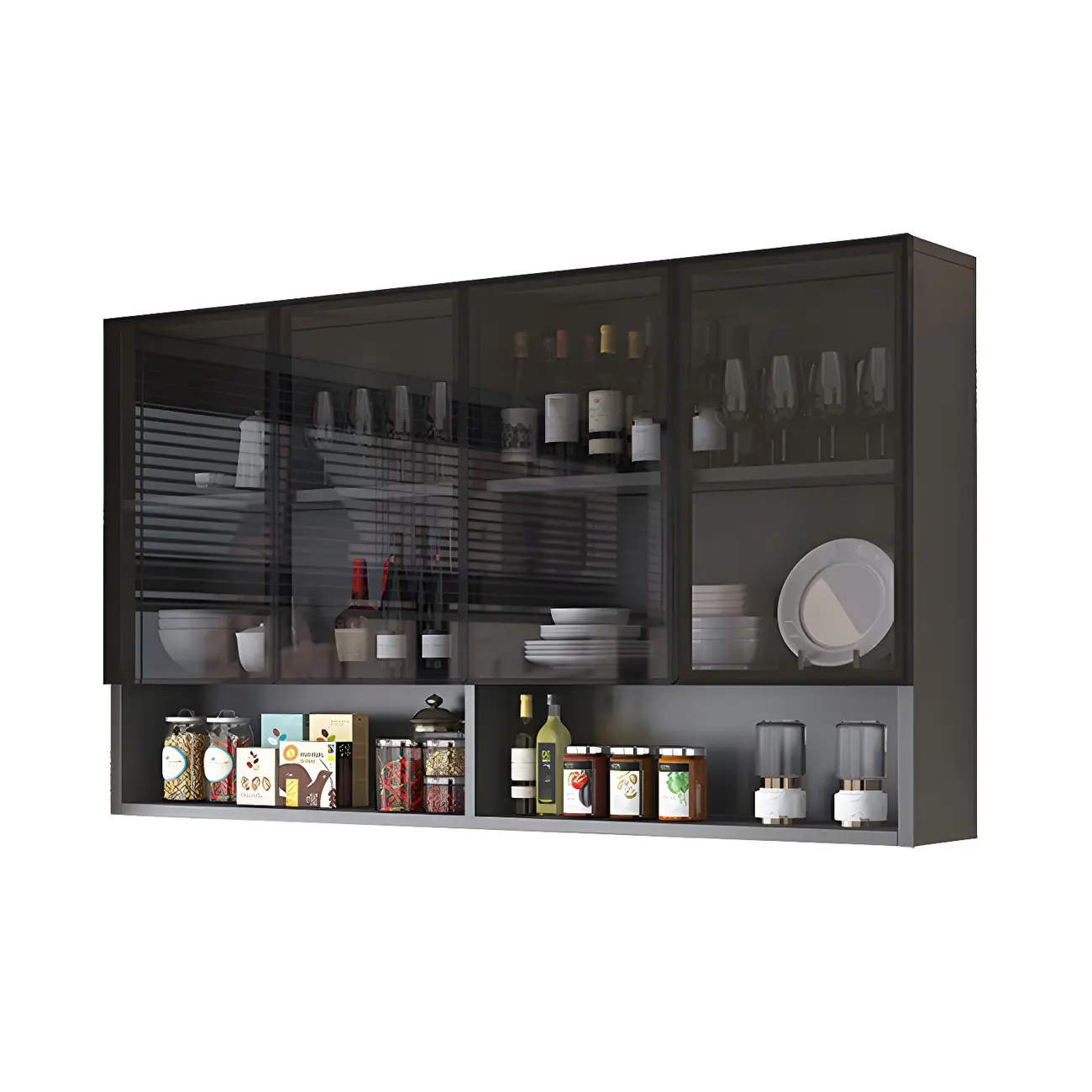 Industrial Wooden Wall-Mounted Display Cabinet for Dining Room Image - 10 | homeyfad