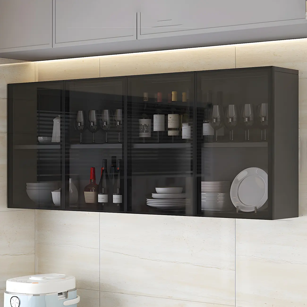 Industrial Wooden Wall-Mounted Display Cabinet for Dining Room Image - 11 | homeyfad