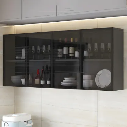 Industrial Wooden Wall-Mounted Display Cabinet for Dining Room Image - 11