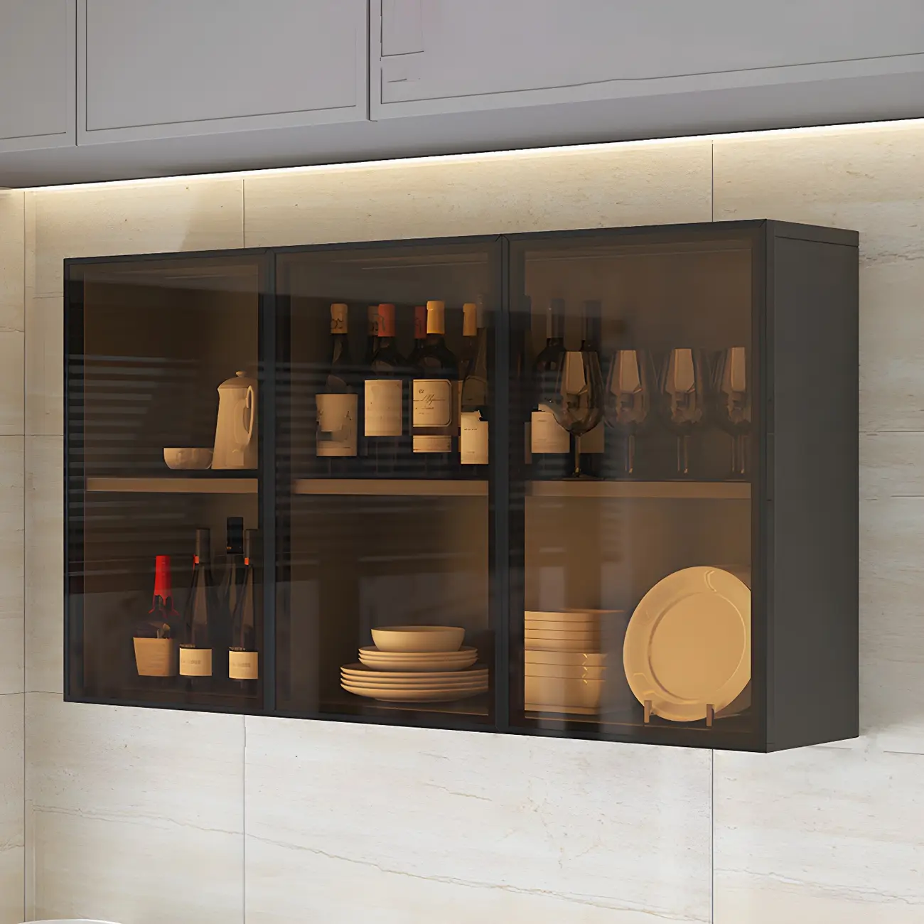 Industrial Wooden Wall-Mounted Display Cabinet for Dining Room Image - 17 | homeyfad