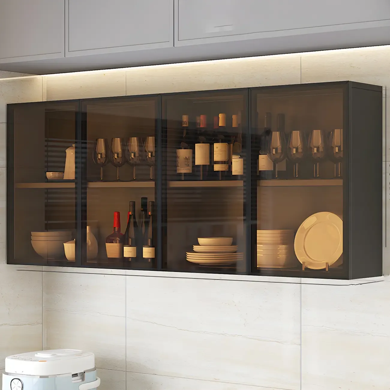 Industrial Wooden Wall-Mounted Display Cabinet for Dining Room Image - 19