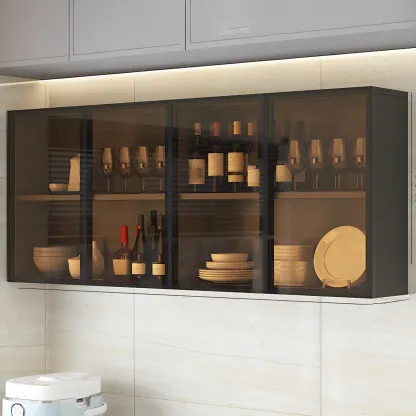 Industrial Wooden Wall-Mounted Display Cabinet for Dining Room Image - 19