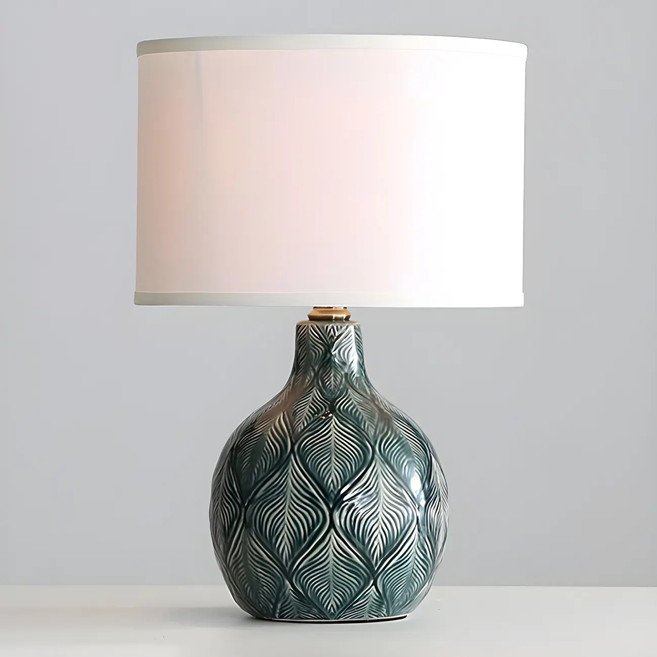 Exquisite Green Ceramic Fabric LED Table Lamp for Bedside Image - 8 | homeyfad