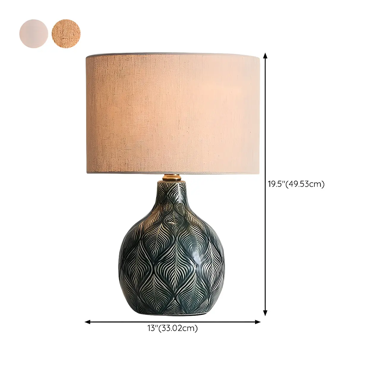 Exquisite Green Ceramic Fabric LED Table Lamp for Bedside #size | homeyfad