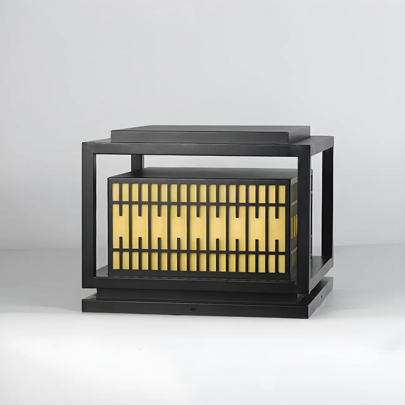 Black Metal Rectangle Lantern Design Post Cap Light Image - 9 | homeyfad