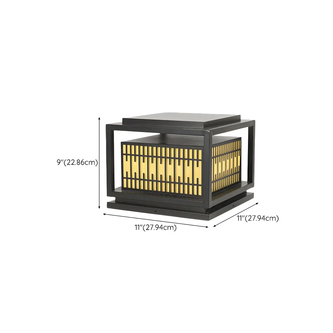 Black Metal Rectangle Lantern Design Post Cap Light Image - 12