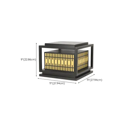 Black Metal Rectangle Lantern Design Post Cap Light Image - 12