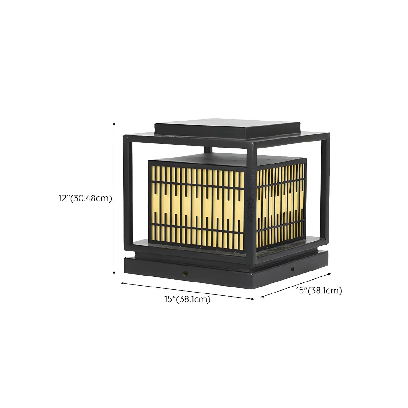 Black Metal Rectangle Lantern Design Post Cap Light Image - 13