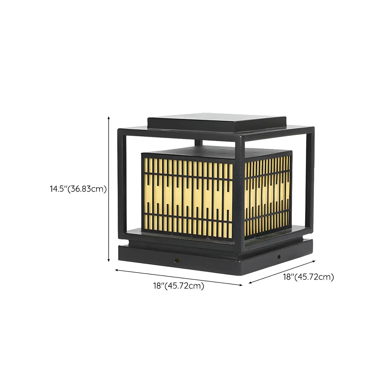 Black Metal Rectangle Lantern Design Post Cap Light Image - 14