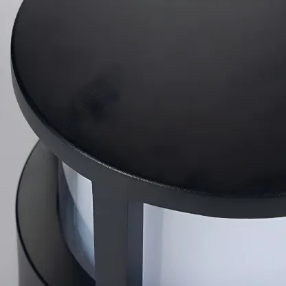 Black Metal Cylinder Wired Post Cap Light Image - 13