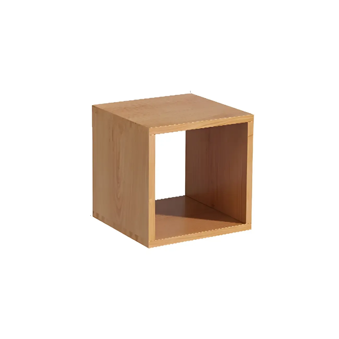 Minimalist Solid Wood Geometric Open Back Cube Bookcase Image - 2