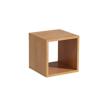 Minimalist Solid Wood Geometric Open Back Cube Bookcase Image - 2