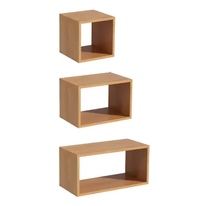 Minimalist Solid Wood Geometric Open Back Cube Bookcase Image - 10