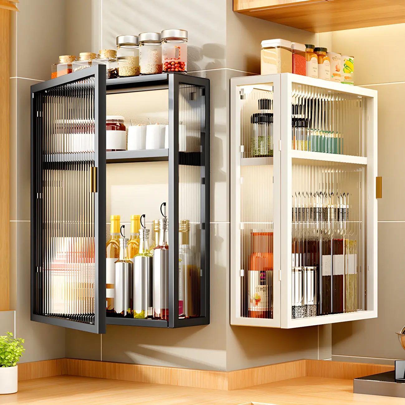 Modern Black Metal Floating Curio Cabinet for Kitchens Image - 1 | homeyfad