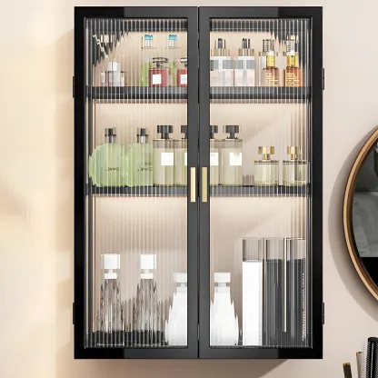 Modern Black Metal Floating Curio Cabinet for Kitchens Image - 8