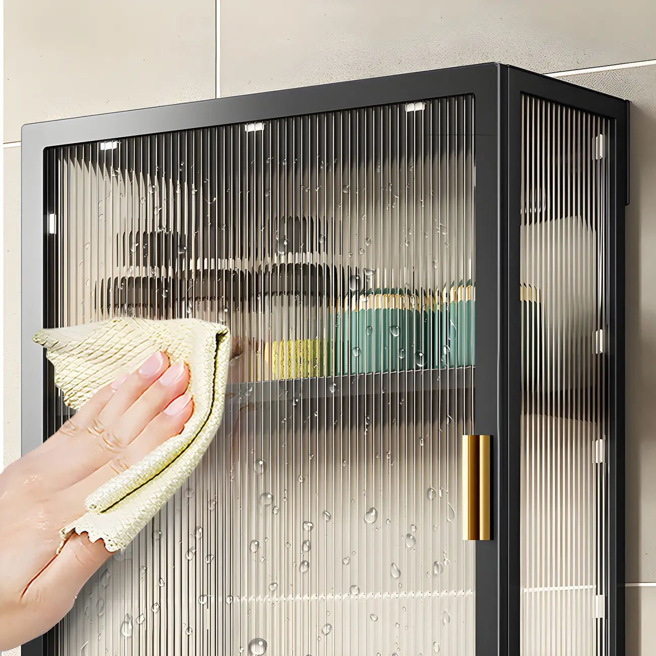 Modern Black Metal Floating Curio Cabinet for Kitchens Image - 14 | homeyfad