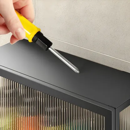 Modern Black Metal Floating Curio Cabinet for Kitchens Image - 16