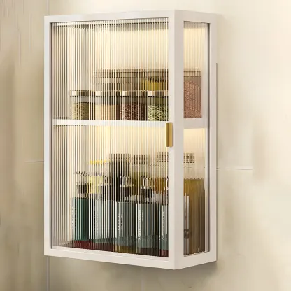 Modern Black Metal Floating Curio Cabinet for Kitchens Image - 19